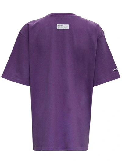 Shop Heron Preston Purple Cotton T-shirt With Logo Print In Violet