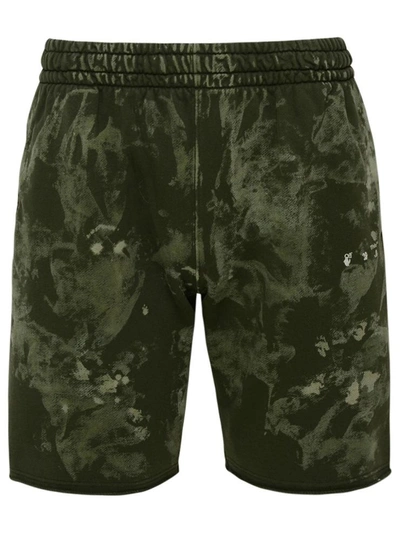 Shop Off-white Green Vintage Bleach Bermuda Shorts In Black