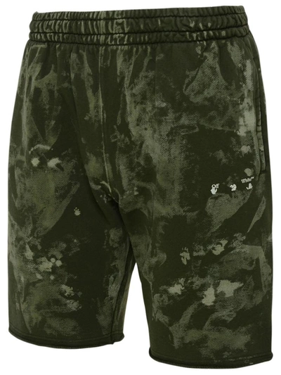 Shop Off-white Green Vintage Bleach Bermuda Shorts In Black