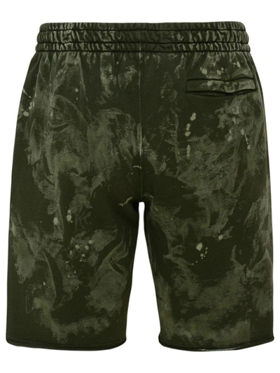 Shop Off-white Green Vintage Bleach Bermuda Shorts In Black