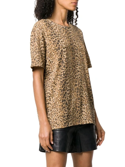 Shop Saint Laurent Women's Brown Cotton T-shirt