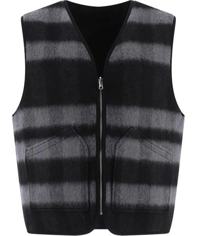 Shop Stussy "block" Reversible Vest In Grey