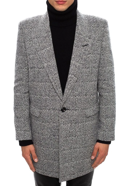 Shop Saint Laurent Men's Grey Wool Coat