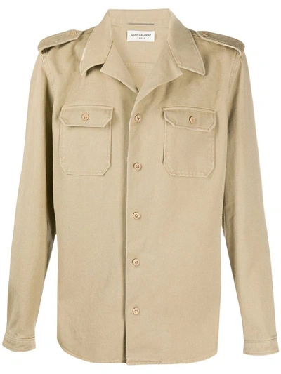 Shop Saint Laurent Men's Beige Cotton Shirt