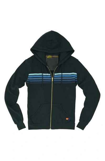 Shop Aviator Nation 5-stripe Zip Hoodie In Charcoal Black