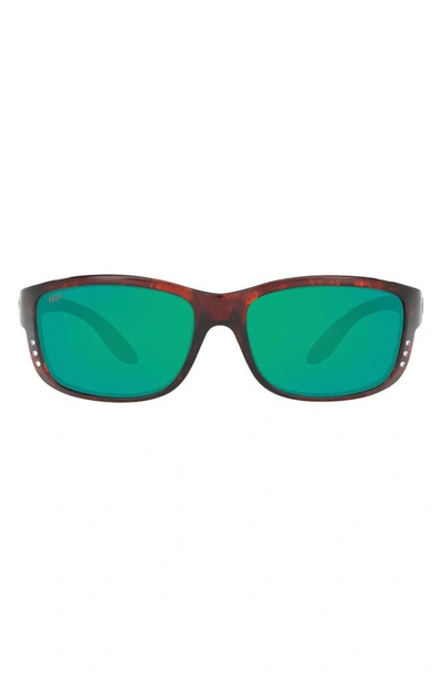 Shop Costa Del Mar 61mm Polarized Wraparound Sunglasses In Tortoise Polarized Plastic