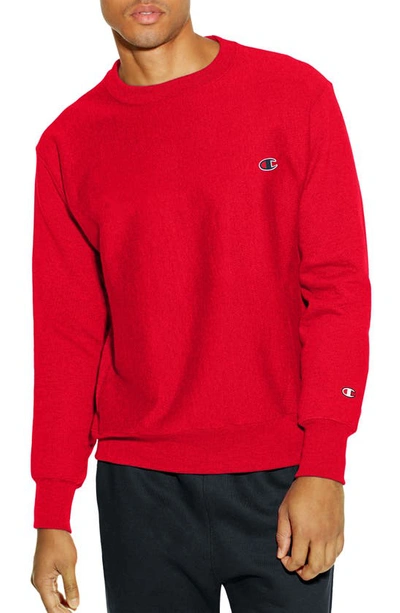Shop Champion Reverse Weave Crew Sweatshirt In Team Red Scarlet