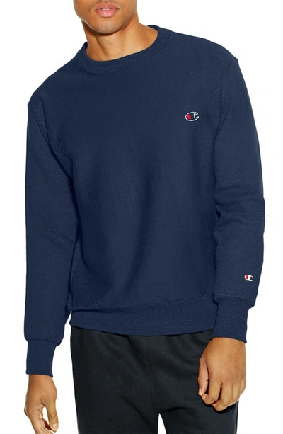 Shop Champion Reverse Weave Crew Sweatshirt In Navy