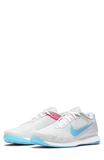 Shop Nike Court Air Zoom Vapor Pro Tennis Shoe In Grey/ Blue