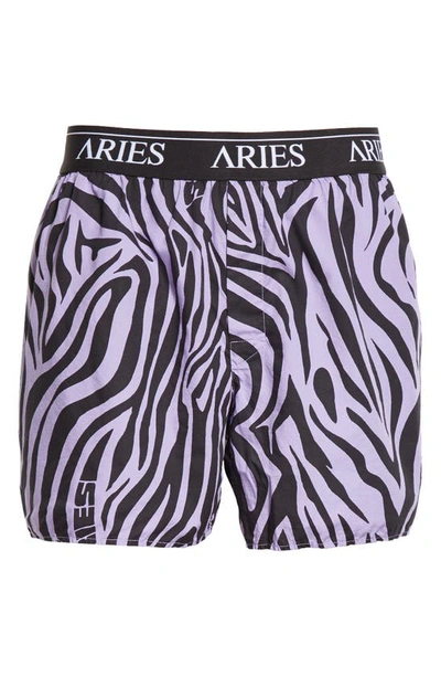 Shop Aries Zebra Boxer Shorts In Lilac Lilac