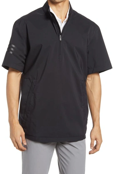 Shop Adidas Golf Short Sleeve Provisional Popover Rain Jacket In Black