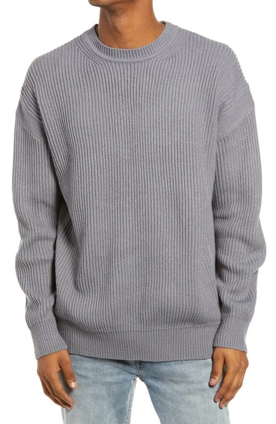 Shop Topman Oversize Crewneck Sweater In Grey
