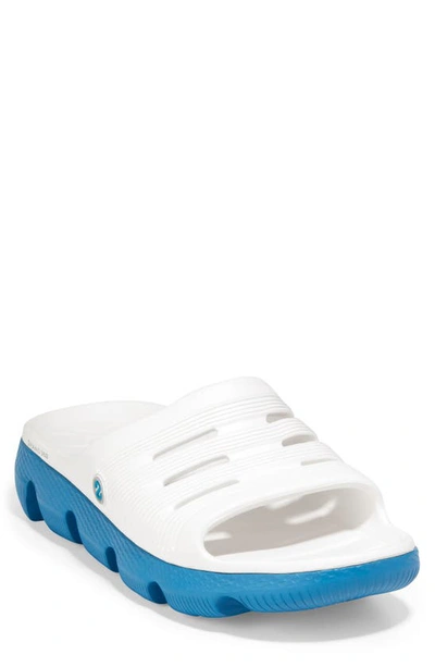 Shop Cole Haan 4.zerogrand All Day Slide Sandal In White/ Blue Sapphire