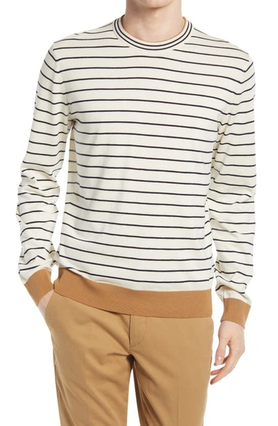 Shop Hugo Boss Peo Stripe Cotton Sweater In Open Blue