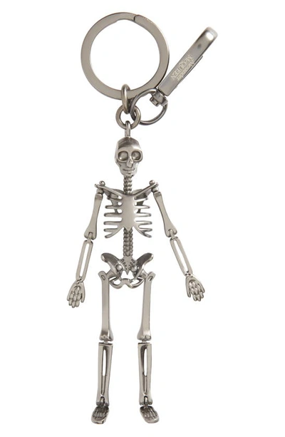 Shop Alexander Mcqueen Skeleton Key Ring In Matt Gun Metal
