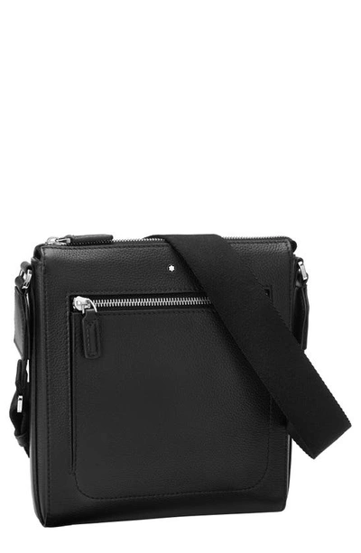 Shop Montblanc Meisterstück Envelope Grained Leather Crossbody Bag In Black