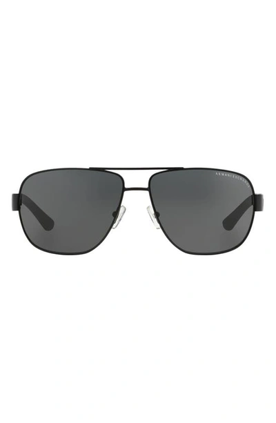 Shop Ax Armani Exchange 64mm Oversize Aviator Sunglasses In Black
