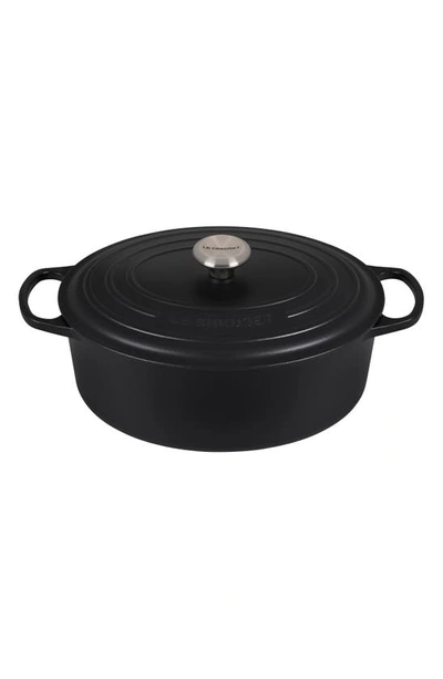 Shop Le Creuset Signature 6.75-quart Oval Enamel Cast Iron French/dutch Oven With Lid In Licorice