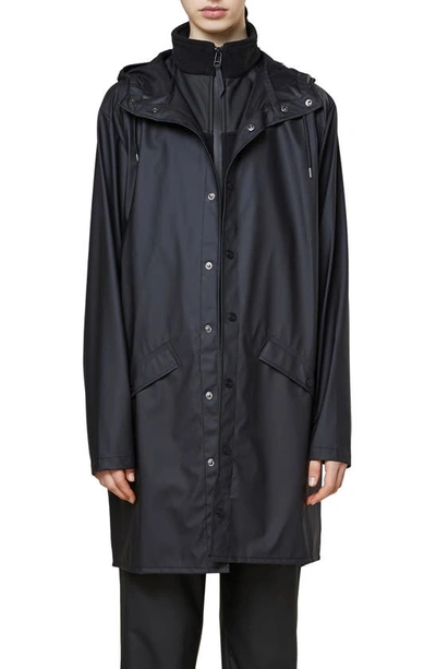 Shop Rains Waterproof Hooded Long Rain Jacket In Black