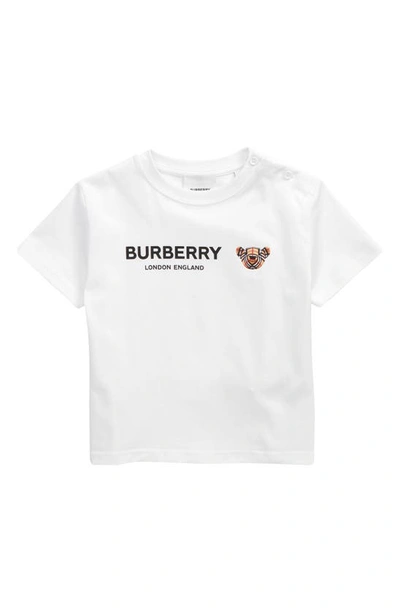 Shop Burberry Kids' Thomas Bear Logo Graphic Tee In White