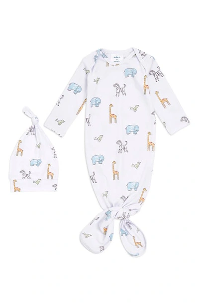 Aden + Anais Comfort Knit Gown & Hat Set In Jungle Jammin
