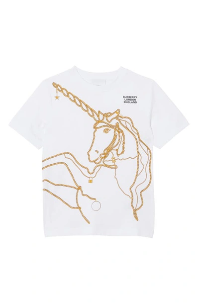 Shop Burberry Unicorn Chain Graphic Tee In White