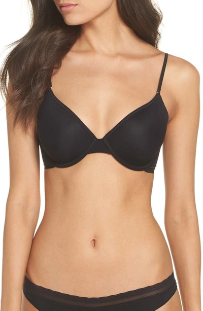On Gossamer Sleek Micro Lace Underwire Convertible Push-up Bra In Black