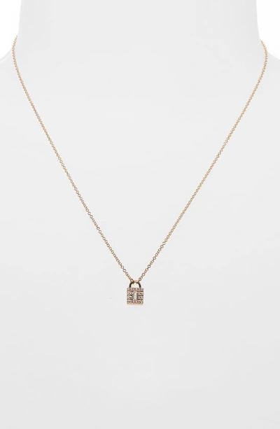 Shop Ef Collection Mini Diamond Lock Pendant Necklace In Yellow Gold/ Diamond