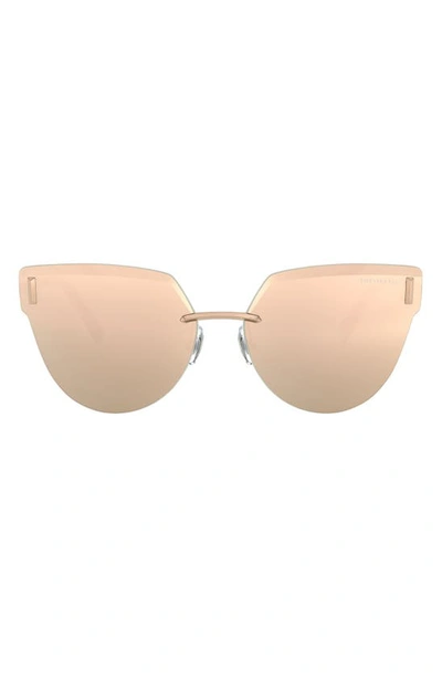 Shop Tiffany & Co 62mm Oversize Rimless Sunglasses In Red Gold/ Rose Gold Mirror