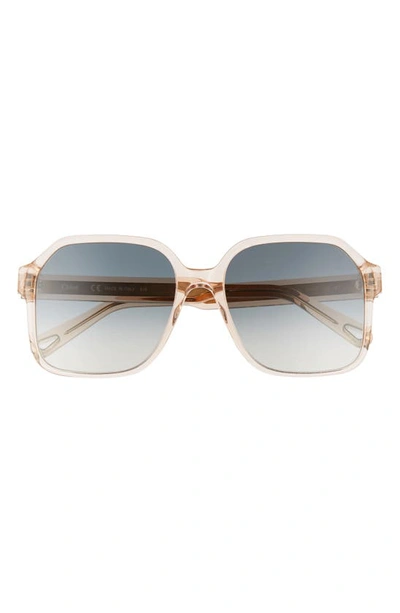 Shop Chloé Willow 56mm Gradient Rectangular Sunglasses In Transparent Peach