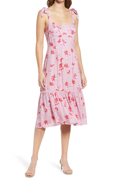 Shop Adelyn Rae Floral Tie Shoulder Sundress In Bubble Pink