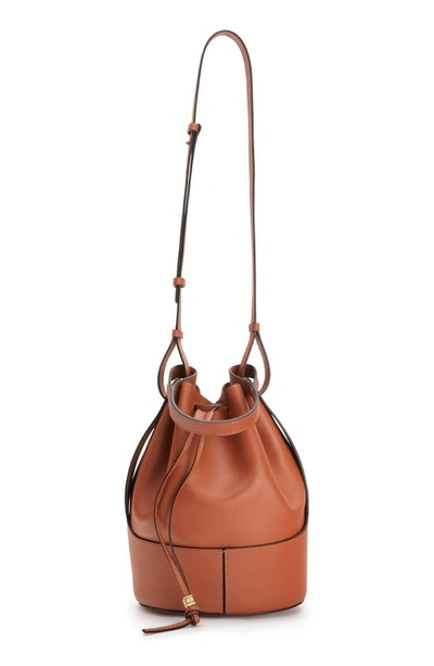 Shop Loewe Large Balloon Leather Bucket Bag In Tan