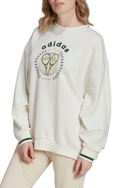 Shop Adidas Originals Tennis Graphic Sweatshirt In Off White