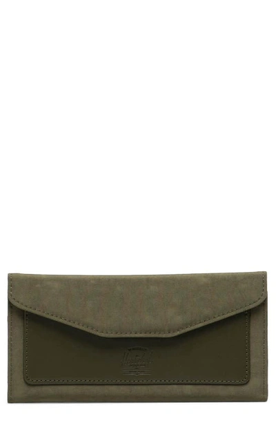 Shop Herschel Supply Co Large Orion Rfid Canvas & Leather Wallet In Ivy Green