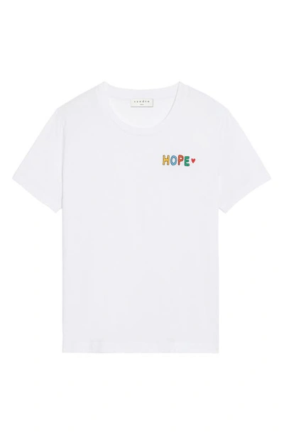 Shop Sandro Embroidered Cotton T-shirt In White