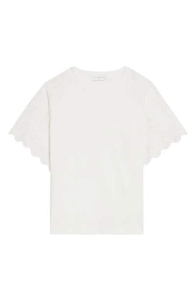 Shop Sandro Eyelet Sleeve T-shirt In White