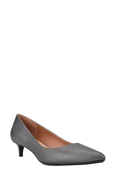 Shop Calvin Klein Gabrianna Kitten Heel Pump In Pewter Leather