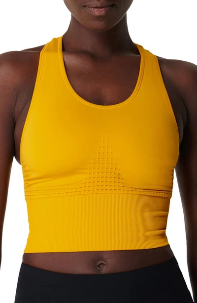 Shop Sweaty Betty Stamina Longline Sports Bra In Golden Yellow