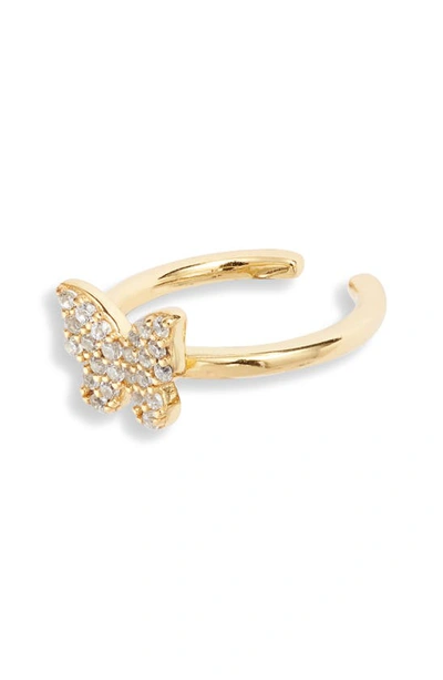 Shop Argento Vivo Sterling Silver Butterfly Ear Cuff In Gold