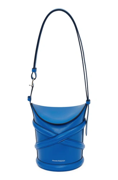 Shop Alexander Mcqueen Small The Curve Leather Shoulder Bag In Ultramarine
