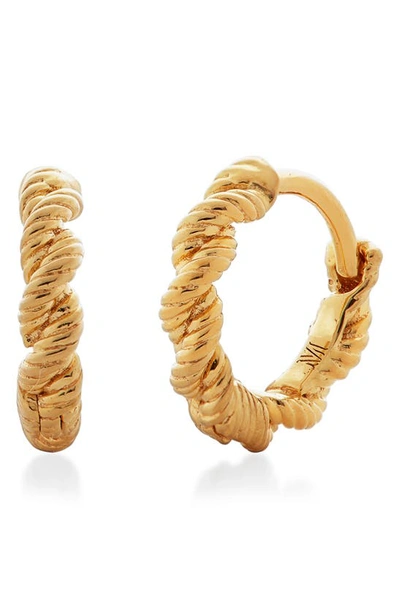 Shop Monica Vinader Corda Huggie Hoop Earrings In Gold