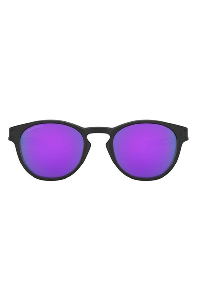 Shop Oakley Latch™ 53mm Prizm™ Round Sunglasses In Matte Black