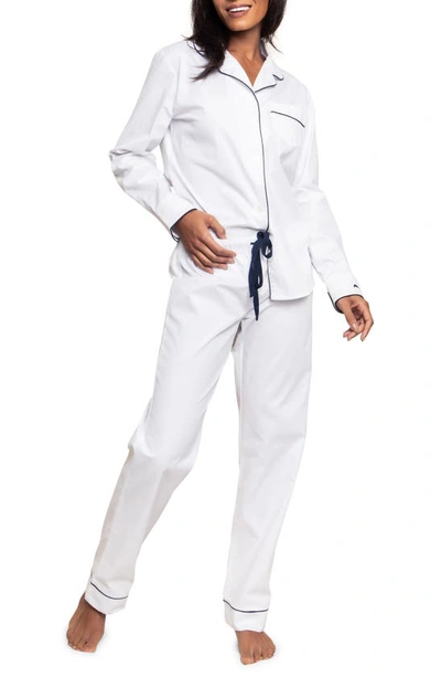 Shop Petite Plume Contrast Piping Pajamas In White