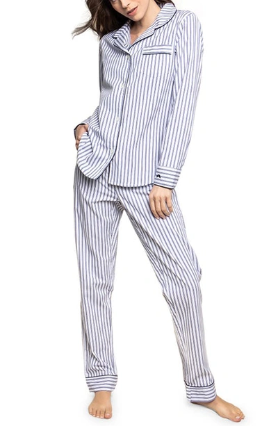 Shop Petite Plume French Ticking Stripe Pajamas In Navy