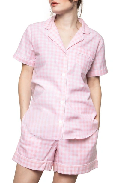 Petite Plume Pink Gingham Short Pajama Set In Pink