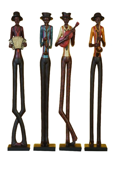Shop Willow Row Brown Polystone Tall Long Legged Jazz Band Musician Sculpture With Black Base Stand