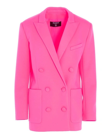 Shop Balmain Women's Fuchsia Polyester Blazer