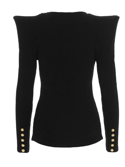 Shop Balmain Women's Black Cotton Sweater