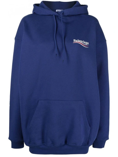 Shop Balenciaga Women's Blue Cotton Sweatshirt