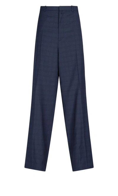 Shop Balenciaga Women's Blue Wool Pants